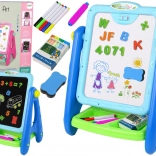 Dětská vzdělávací tabule 2 v 1 modrá – magnetická a křídová