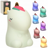 Silikonová dotyková noční lampička pro děti jednorožec RGB, bílá