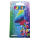 Párty svíčka číslo 4 duhová