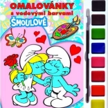 Omalovánky Šmoulové s vodovkami a štětcem, kroužková vazba 21 × 23 cm