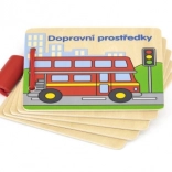 Dřevěná knížka – dopravní prostředky (česky)