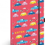 Linkovaný zápisník s pevnými deskami 13 × 21 cm s gumičkou a poutkem