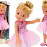 Růžová baletní panenka v šatech 33 cm