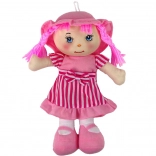 Látková panenka růžová s pruhy 28 cm