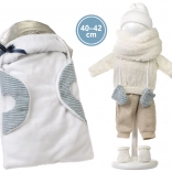 Obleček pro panenku NEW BORN 40–42 cm – 6dílná sada s přenosnou podložkou