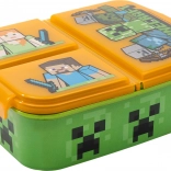 Dětský svačinový box MINECRAFT se 3 přihrádkami, oranžovo‑zelený