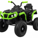 Dětská elektrická čtyřkolka černo-zelená s nafukovacími koly a rádiem MP3