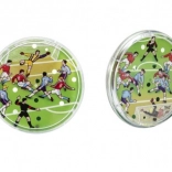 Kapesní fotbalový hlavolam – oboustranná kuličková hra (Ø 9 cm)