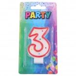 Párty svíčka číslo 3 červená