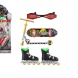 Prstová sada skateboard, waveboard, brusle a koloběžka – plast, mix variant