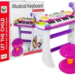Růžová sada klávesy s bubny a mikrofonem pro děti 3+ s osvětlením a zvuky