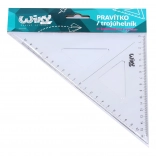 Průhledný trojúhelníkový pravítko s inovativní ryskou