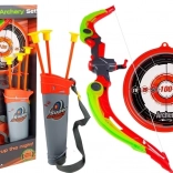 Dětský luk s terčem a 3 šípy s přísavkami – zelený, světelné efekty