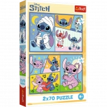 Puzzle 2x70 - Disney Lilo a Stich - Bez nudy se Stitchem