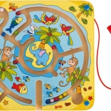 Goki magnetický dřevěný labyrint Ostrov pro děti