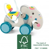 small foot dřevěný slon na kolečkách jungle