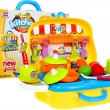 Přenosná dětská kuchyňka food truck 3+ s kufříkem na kolečkách a příslušenstvím