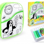 Vymalovávací batoh Krtek se zeleným podkladem 30 cm + 8 fixů