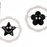 plastové chrastítko a kousátko kruh 12 cm, černobílé, od 0 měsíců