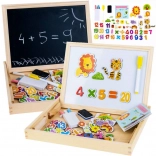 Dřevěná oboustranná magnetická a křídová tabule s příslušenstvím