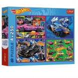 Puzzle 4×250 dílků HOT WHEELS
