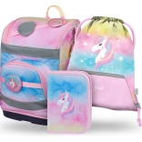 Set 3 BAAGL Zippy plus Rainbow Unicorn: aktovka, penál a sáček
