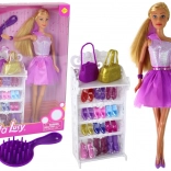 Módní panenka Lucy s fialovými šaty a doplňky