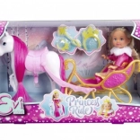 Lalka Evi Love princeznovská jízda na saních s koníkem