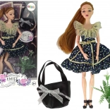 Panenka EMILY módní přehlídka s kabelkou a květinami