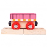 Růžový vagón BIGJIGS RAIL s magnetickými spojkami a 2 dřevěnými kolejemi