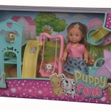 panenka evi s hřištěm pro štěňátka a kočárkem