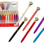 Kuličkové pero s krystalem, modrá náplň 0,7 mm – mix barev