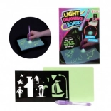 Tabulka s perem s neviditelným inkoustem svítícím ve tmě