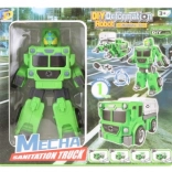 Skládací zelený robot 2v1 – kamion a bagr