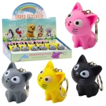 Přívěsek na klíče kočička s LED svítilnou a zvukem, mix barev