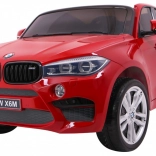 elektrické autíčko bmw x6 m xxl pro 2 děti, červený lak, dálkové ovládání a sedadlo z ekokůže