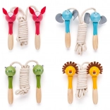 Skákací šňůry pro děti s dřevěnými zvířecími rukojeťmi