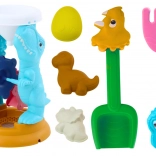 Dinosauří set na písek s mlýnkem, lopatkou, hráběmi a formičkami