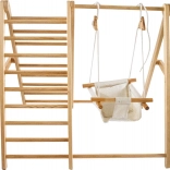 Dřevěný lezecký rám s houpačkou pro děti