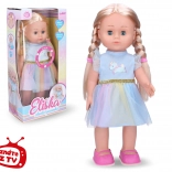 Eliška chodící panenka 41 cm v modrých šatech