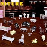 Dřevěné 3D puzzle mini nábytek – barevná stavebnice