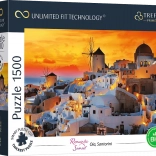 Puzzle TREFL UFT romantický západ slunce: Oia, Santorini 1500 dílků