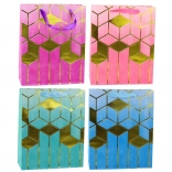 Dárková taška s geometrickým zlatým vzorem 32 × 26 × 12 cm