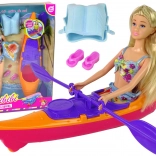 Zestaw panenka a oranžový kajak s příslušenstvím