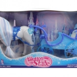 Kůň s modrým kočárem – svítící a hrající hračka na baterie