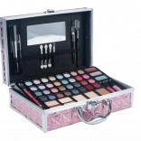 Růžový kosmetický kufřík střední s kompletní sadou líčení