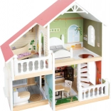 Dřevěný domeček pro panenky s terasou