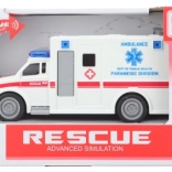 Bílá sanitka na baterie se světly a zvuky