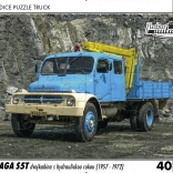 Puzzle Retro auta TRUCK Praga S5T dvojkabina s hydraulickou rukou 40 dílků