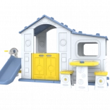 Velký dětský domeček s modrou střechou